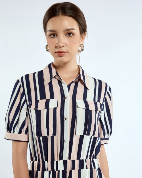SIXDO Chiffon Flared Dress for Women